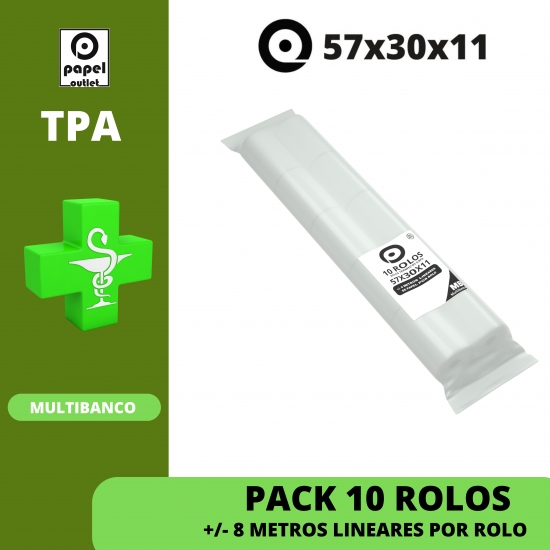 PACK 10 ROLOS TÉRMICOS 57x30x11 - TPA (MULTIBANCO) FARMÁCIAS
