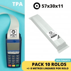 PACK 10 ROLOS TÉRMICOS 57x30x11 - TPA (MULTIBANCO)