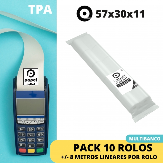 PACK 10 ROLOS TÉRMICOS 57x30x11 - TPA (MULTIBANCO)