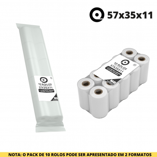 Caixa 100 Rolos Térmicos 57X35X11 - TPA (MULTIBANCO)