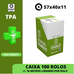 CAIXA 100 ROLOS TÉRMICOS 57X40X11 - TPA (MULTIBANCO) - FARMÁCIAS