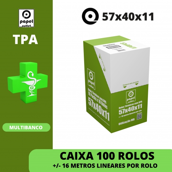 CAIXA 100 ROLOS TÉRMICOS 57X40X11 - TPA (MULTIBANCO) - FARMÁCIAS