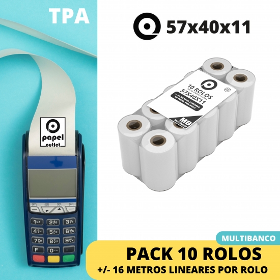 PACK 10 ROLOS TERMICOS 57X40X11 - TPA (MULTIBANCO)