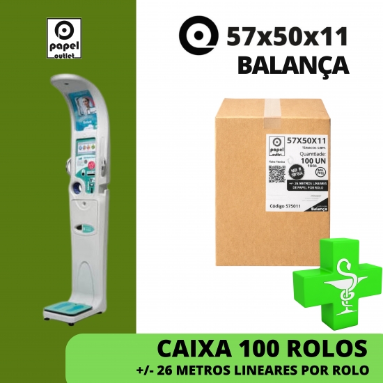 CAIXA 100 ROLOS TÉRMICOS 57X50X11 - (BALANÇA) - FARMÁCIA