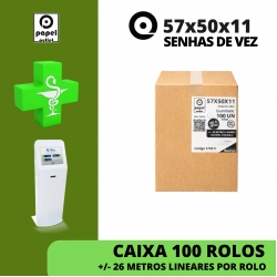 CAIXA 100 ROLOS TÉRMICOS 57X50X11 - (SENHA DE VEZ ELETRONICA) - FARMÁCIA