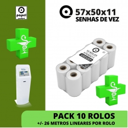 PACK 10 ROLOS TÉRMICOS 57x50x11 - (SENHA DE VEZ ELETRONICA)  FARMACIA