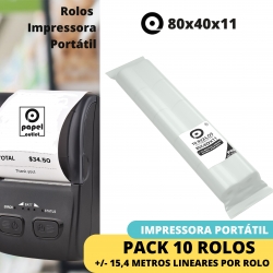 PACK 10 ROLOS TÉRMICOS 80x40x11  - (IMPRESSORA PORTÁTIL)