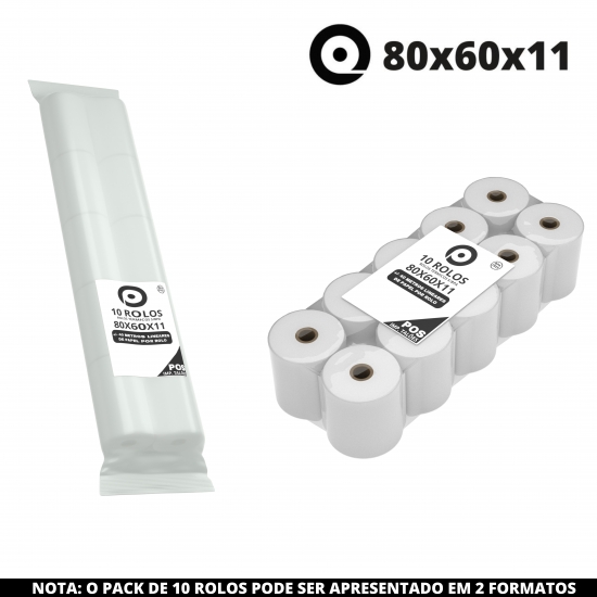 PACK 10 ROLOS TÉRMICOS 80x60x11 - FARMÁCIAS - (POS - TALÕES / RECIBOS VENDA)