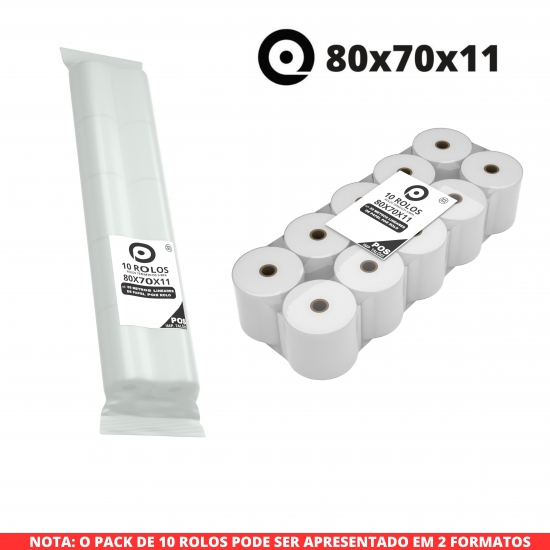 PACK 10 ROLOS TÉRMICOS 80x70x11  - (POS - TALÕES / RECIBOS VENDA)