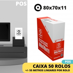 CAIXA 50 ROLOS TÉRMICOS 80X70X11 - (POS - TALÕES / RECIBOS VENDA)