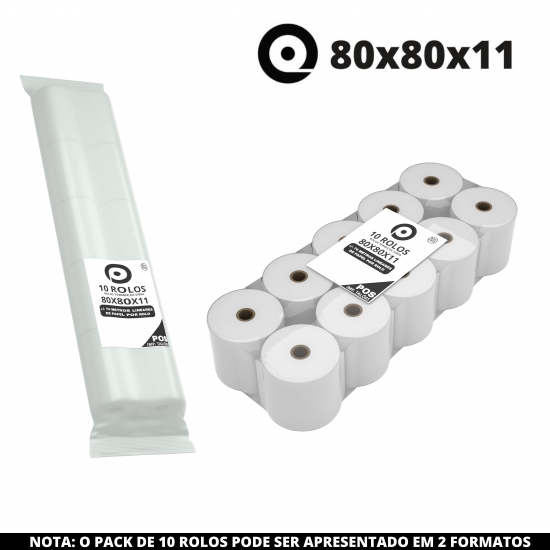 CAIXA 50 ROLOS TÉRMICOS 80X80X11 - (POS - TALÕES / RECIBOS VENDA)
