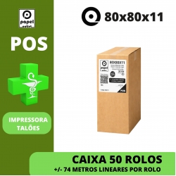 CAIXA 50 ROLOS TÉRMICOS 80X80X11 - (POS - TALÕES / RECIBOS VENDA) FARMÁCIAS