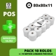 PACK 10 ROLOS TÉRMICOS 80x80x11 - (POS - TALÕES / RECIBOS VENDA) FARMÁCIAS