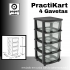 GAVETEIRO PRETO COM RODAS PRACTIKART C/4GAV. TRANSPARENTES