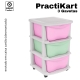 GAVETEIRO CINZA COM RODAS PRACTIKART C/3GAV. CORES  (ROSA BEBE / COOL MINT)