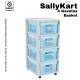 GAVETEIRO CINZA COM RODAS SALLYKART BASKET C/4GAV AZUL BEBE