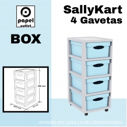 GAVETEIRO CINZA COM RODAS SALLYKART BOX C/4GAV AZUL BEBE