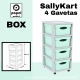 GAVETEIRO CINZA COM RODAS SALLYKART BOX C/4GAV COOL MINT