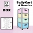 GAVETEIRO CINZA COM RODAS SALLYKART BOX C/4GAV AZUL/MINT/ROSA/YELLOW