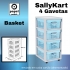 GAVETEIRO CINZA COM RODAS SALLYKART BASKET C/4GAV AZUL BEBE