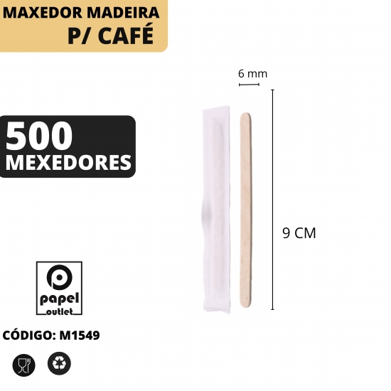 500 MEXEDORES MADEIRA PARA CAFÉ (EMB. INDIVIDUALMENTE)