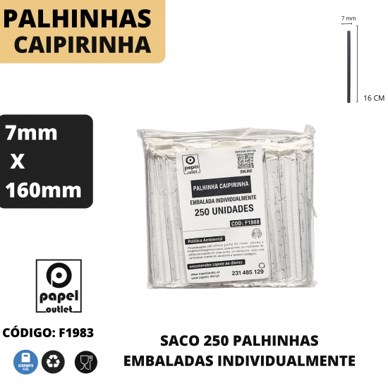 250 PALHINHAS CAIPIRINHA (EMB. INDIVIDUALMENTE)