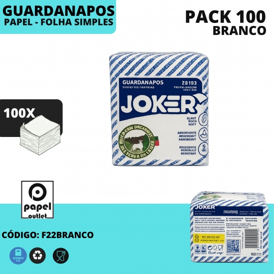 GUARDANAPO 22X22 BRANCO  (CAIPIRINHA)