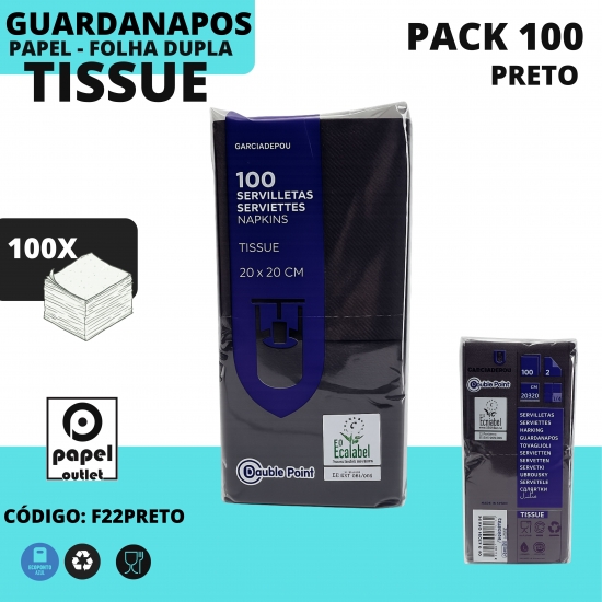 GUARDANAPO 20X20 PRETO (CAIPIRINHA)