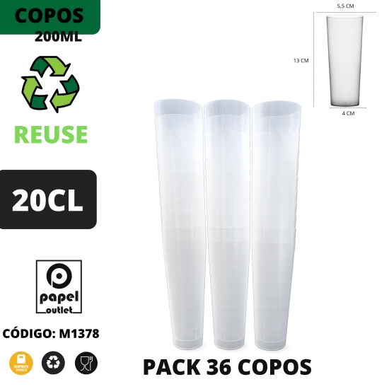 36 COPOS TUBO 200ML