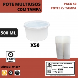 50 POTES MULTIUSOS COM TAMPA 500ML