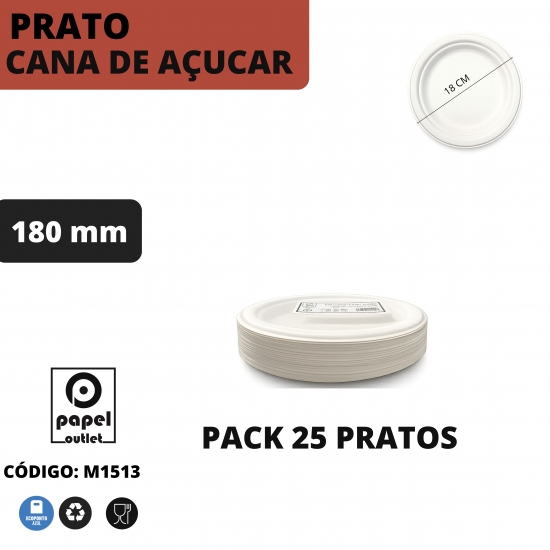 25 PRATOS SOBREMESA 180MM CANA-AÇUCAR
