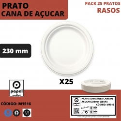 25 PRATOS RASOS 230MM CANA-AÇUCAR