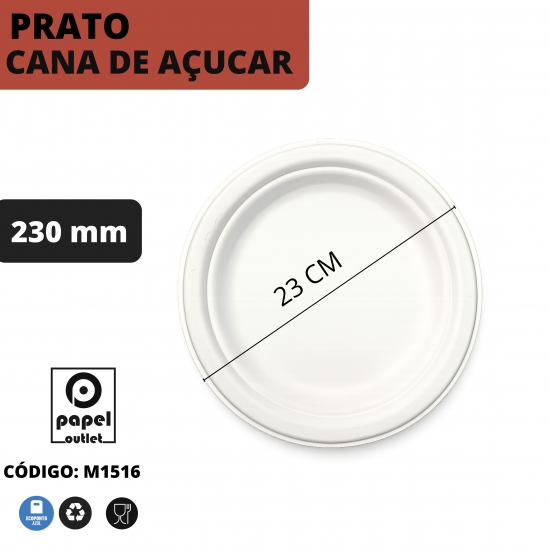 25 PRATOS RASOS 230MM CANA-AÇUCAR