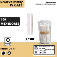 100 MEXEDORES MADEIRA PARA CAFÉ (EMB. INDIVIDUALMENTE)