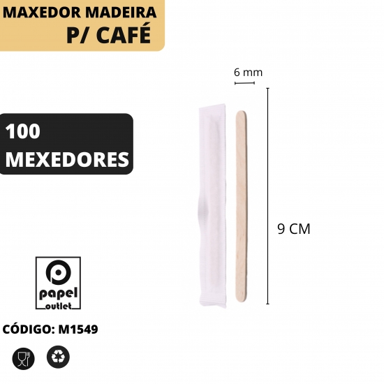 100 MEXEDORES MADEIRA PARA CAFÉ (EMB. INDIVIDUALMENTE)