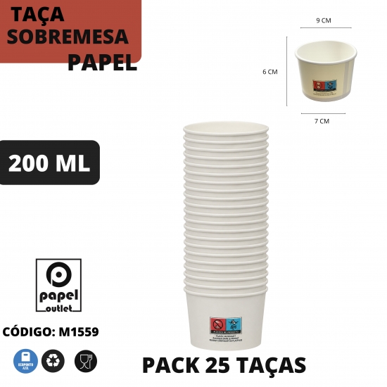 25 TAÇAS SOBREMESA  200ML PAPEL BRANCO  