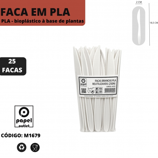 25  FACAS BRANCAS PLA - REUTILIZÁVEIS 