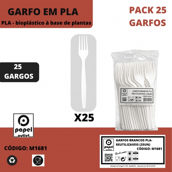 25  GARFOS BRANCOS PLA - REUTILIZÁVEIS 