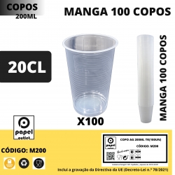 100 Copos  Plástico 200ML 