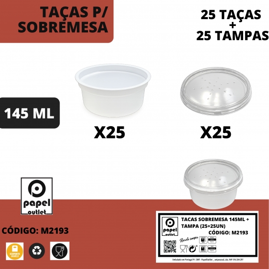 25 TAÇAS SOBREMESA C/ TAMPA  145ML