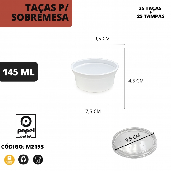 25 TAÇAS SOBREMESA C/ TAMPA  145ML