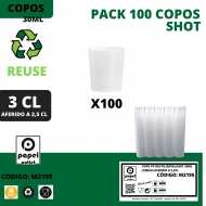 100 COPOS SHOT 30ML AFERIDO A 25ML