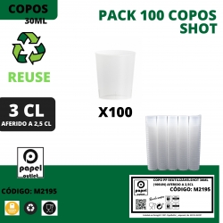 100 COPOS SHOT 30ML AFERIDO A 25ML