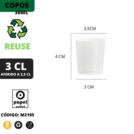 100 COPOS SHOT 30ML AFERIDO A 25ML
