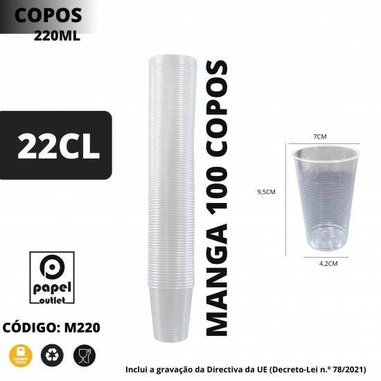 100 Copos Plásticos 220ML