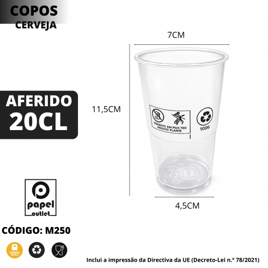 100 Copos CERVEJA Plástico AF20 CL 