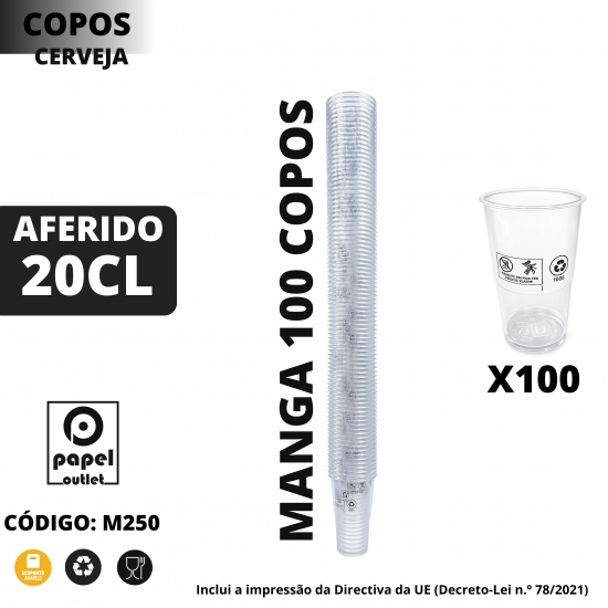 100 Copos CERVEJA Plástico AF20 CL 