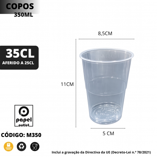 50 Copos Plásticos 350ML