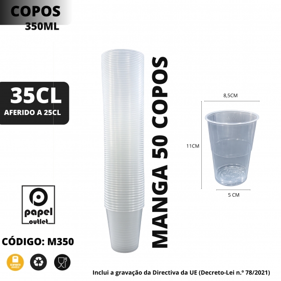 50 Copos Plásticos 350ML