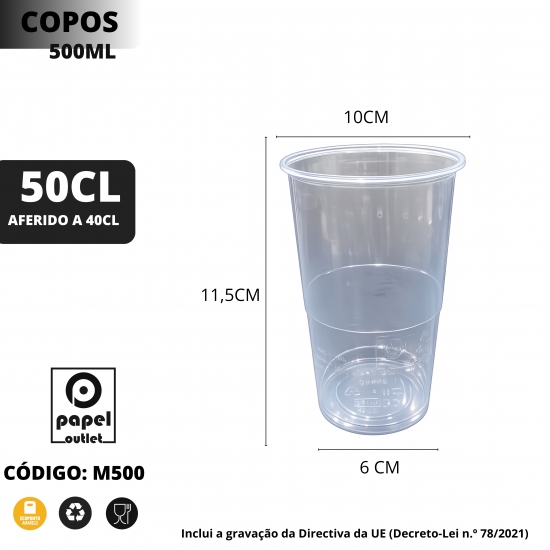 50 Copos Plásticos 500ML